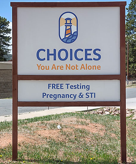 choices-pregnancy-resources-woodland-park-sign
